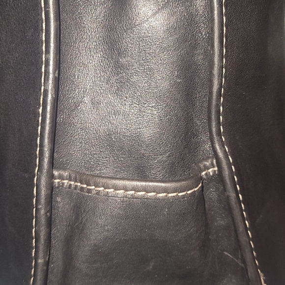 MICHAEL Michael Kors vintage black leather cream stitching tote bag purse handba - Picture 7 of 9